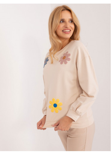 Béžovo hnedá kvetovaná mikina