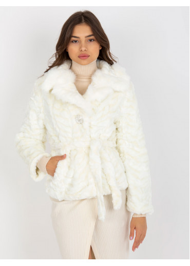 Biela kožušinová bunda