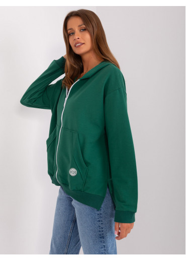 Tmavozelená mikina s kapucňou