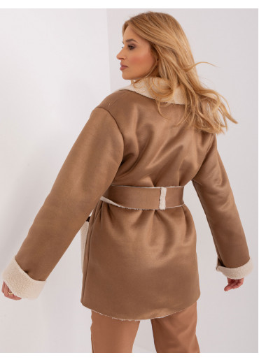 Hnedý koženkový kabát