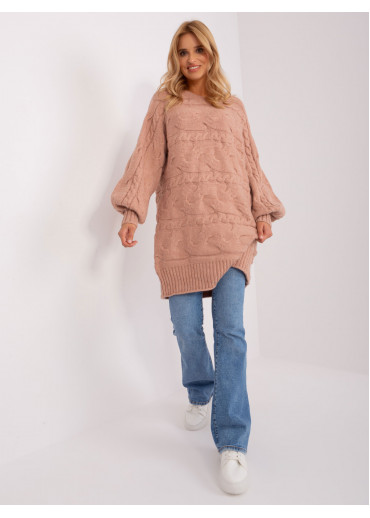 Tmavopúdrovo ružový predĺžený sveter