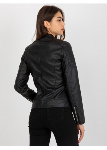 Čierna koženková bunda