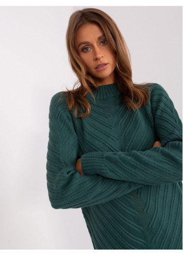 Tmavozelený predĺžený pulóver