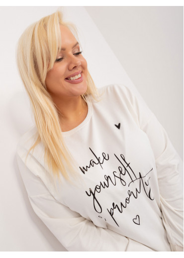 Smotanovo biele dámske tričko s dlhým rukávom