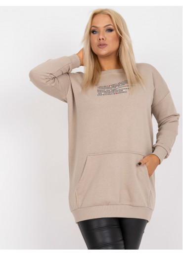 Béžovo hnedá predĺžená mikina