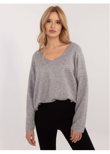 Sivý dámsky sveter s aplikáciou