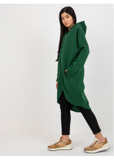 Tmavozelená predĺžená mikina