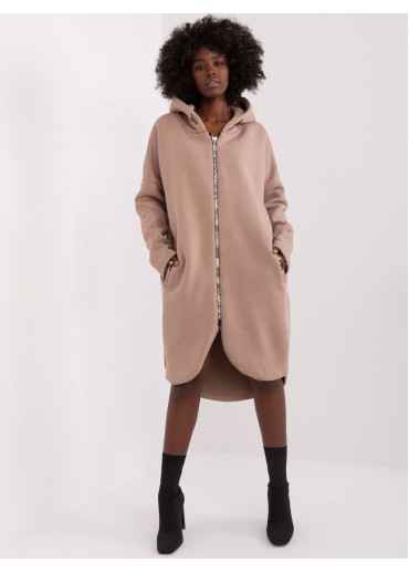 Béžovo hnedá predĺžená mikina