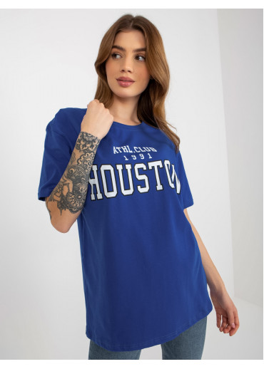 Kobaltovo modré basic tričko s potlačou