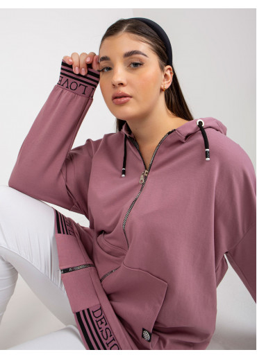 Tmavopúdrovo ružová mikina s kapucňou