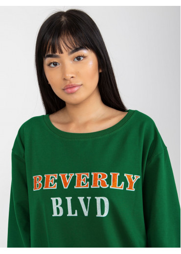 Tmavozelená predĺžená mikina