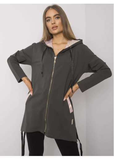 Khaki zelená asymetrická mikina