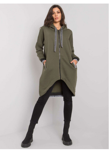 Khaki zelená asymetrická mikina