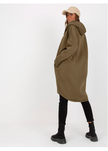 Khaki zelená predĺžená mikina