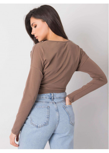 Hnedé basic tričko s dlhým rukávom