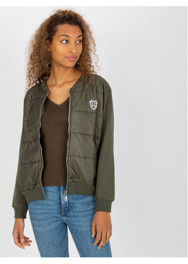 Khaki zelená mikina na zips