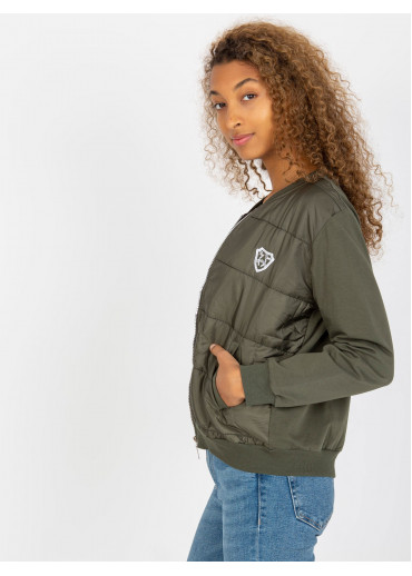 Khaki zelená mikina na zips