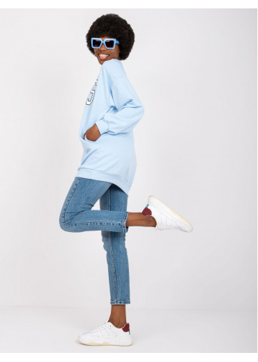 Svetlomodrá predĺžená mikina