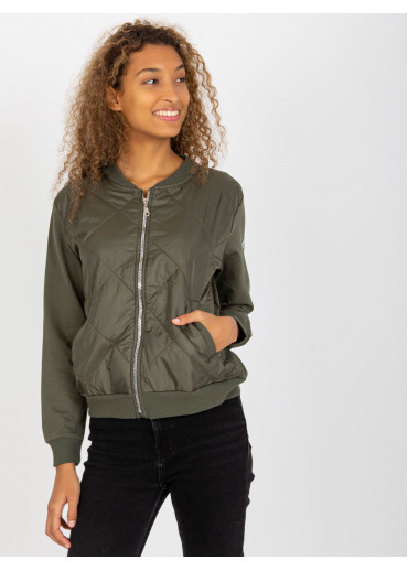 Khaki zelená mikina na zips