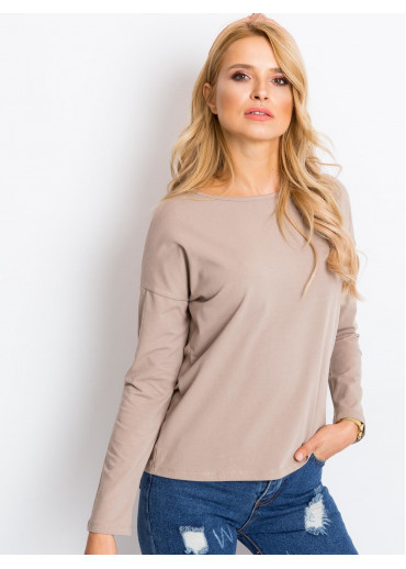 Béžovo hnedé basic tričko s dlhým rukávom