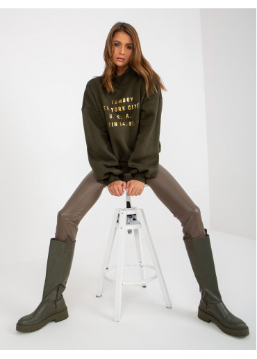 Khaki zelená mikina s potlačou