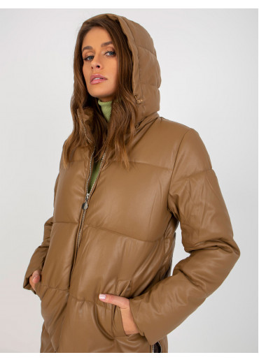 Hnedá zimná bunda s kapucňou