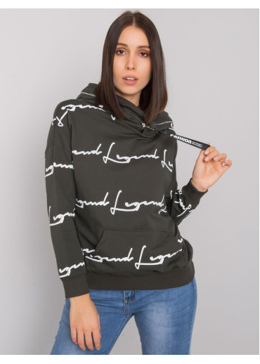 Khaki zelená dámska mikina s kapucňou