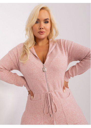 Púdrovo ružový sveter s kapucňou