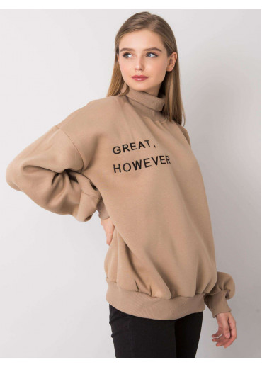 Béžovo hnedá mikina s rolákovým golierom