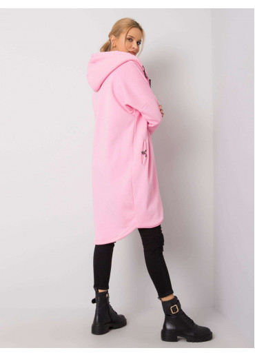 Púdrovo ružová predĺžená mikina