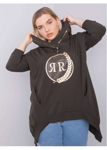 Khaki zelená mikina s kapucňou