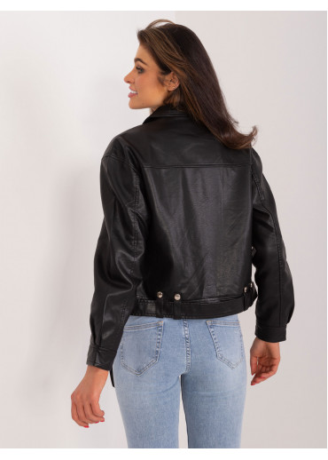 Čierna koženková bunda