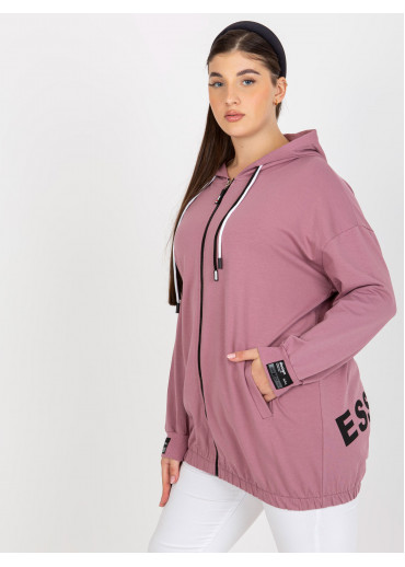 Tmavopúdrovo ružová mikina s kapucňou