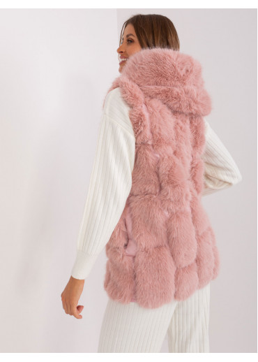 Púdrovo ružová kožušinová vesta