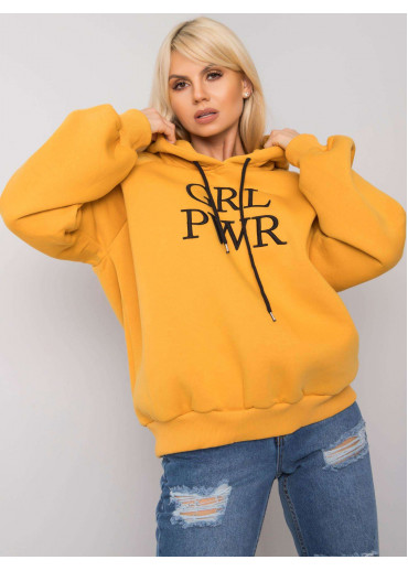 Žltá oteplená mikina s kapucňou