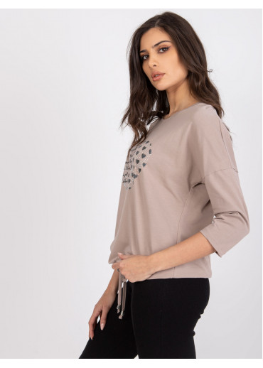 Béžovo hnedé tričko s potlačou