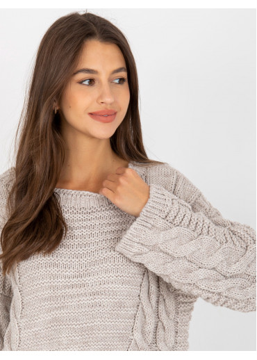 Béžovo hnedý pletený sveter