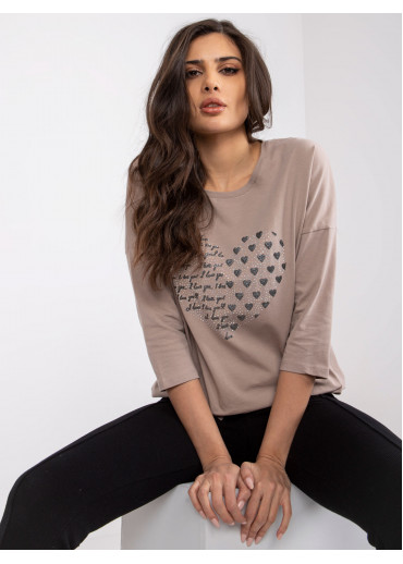 Béžovo hnedé tričko s potlačou