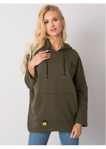 Khaki zelená mikina s kapucňou