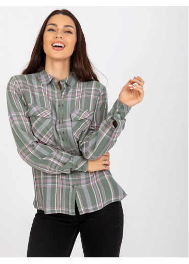 Khaki zelená károvaná blúzka