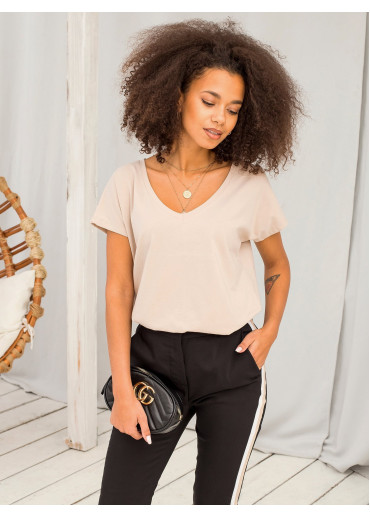 Béžovo hnedé basic tričko