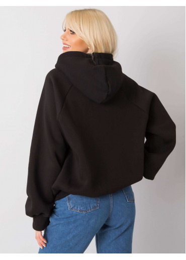 Čierna oteplená mikina s kapucňou