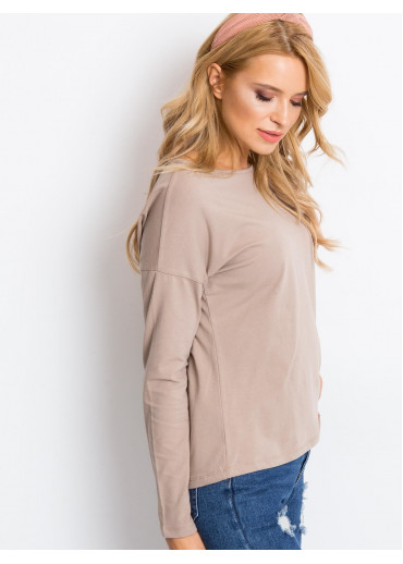 Béžovo hnedé basic tričko s dlhým rukávom