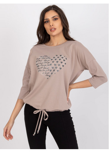 Béžovo hnedé tričko s potlačou