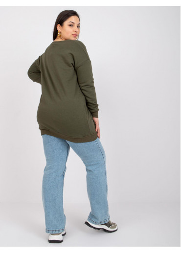 Khaki zelená predĺžená mikina