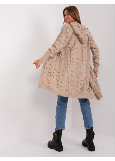 Kapučínovo hnedý kardigán s kapucňou