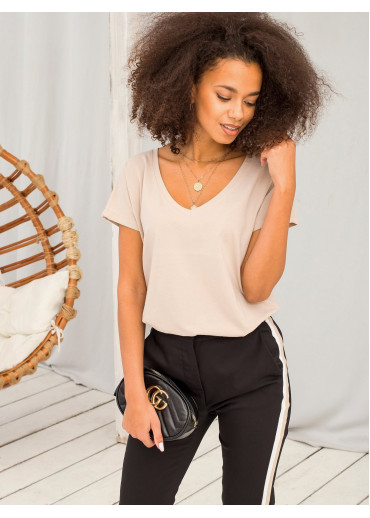 Béžovo hnedé basic tričko