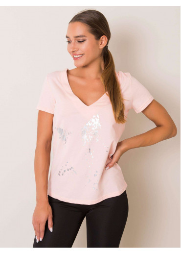 Broskyňovo ružové tričko s potlačou