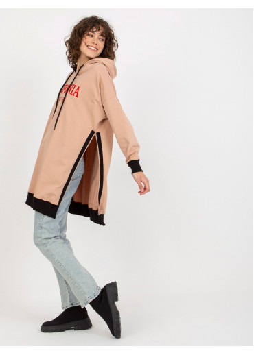 Béžovo hnedá mikinová tunika