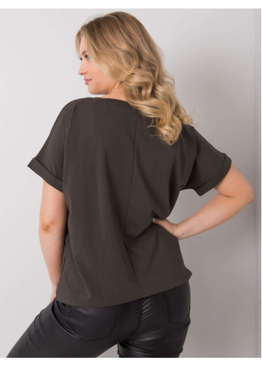 Khaki zelené one size tričko s výšivkou